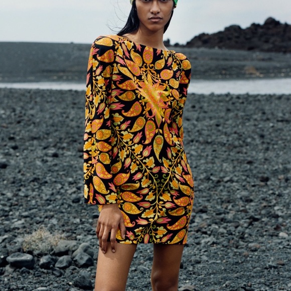 ZARA Printed Mini Dress - Picture 4 of 7